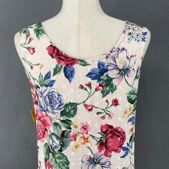 Vtg 80s 90s NOS Brights Creek Cottage Garden Midi Dress Romantic Boho M? Floral - Picture 6 of 15